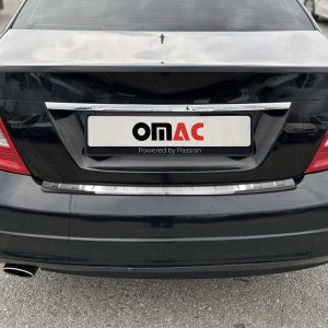 Mercedes C Class S204 Bumper Sill Cover - Rear - Omac - Brushed Silver - '08-'14 Mercedes C Class S204 Bumper Sill Cover - Rear - Omac - Brushed Silver - '08-'14